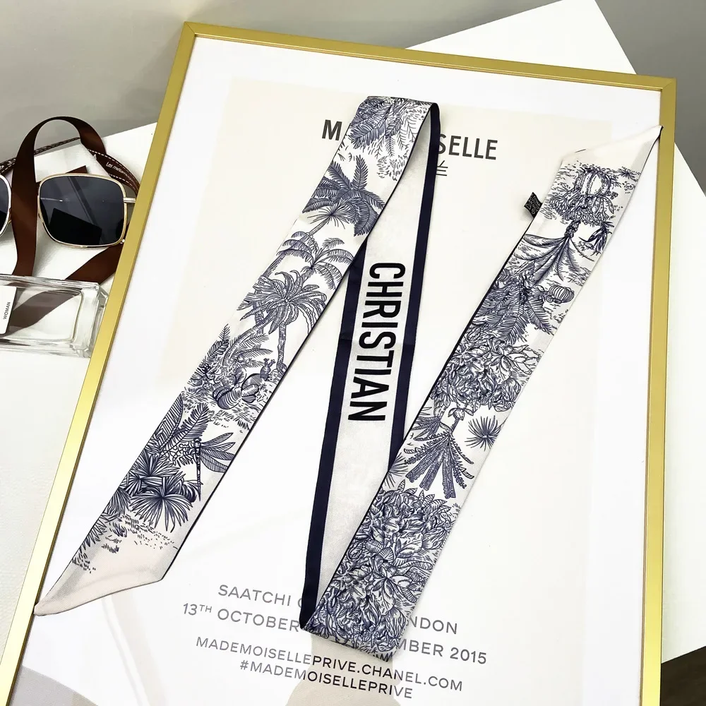 Travel Accessories Aesthetic - Długi szal z wstążki, jedwabna bandana