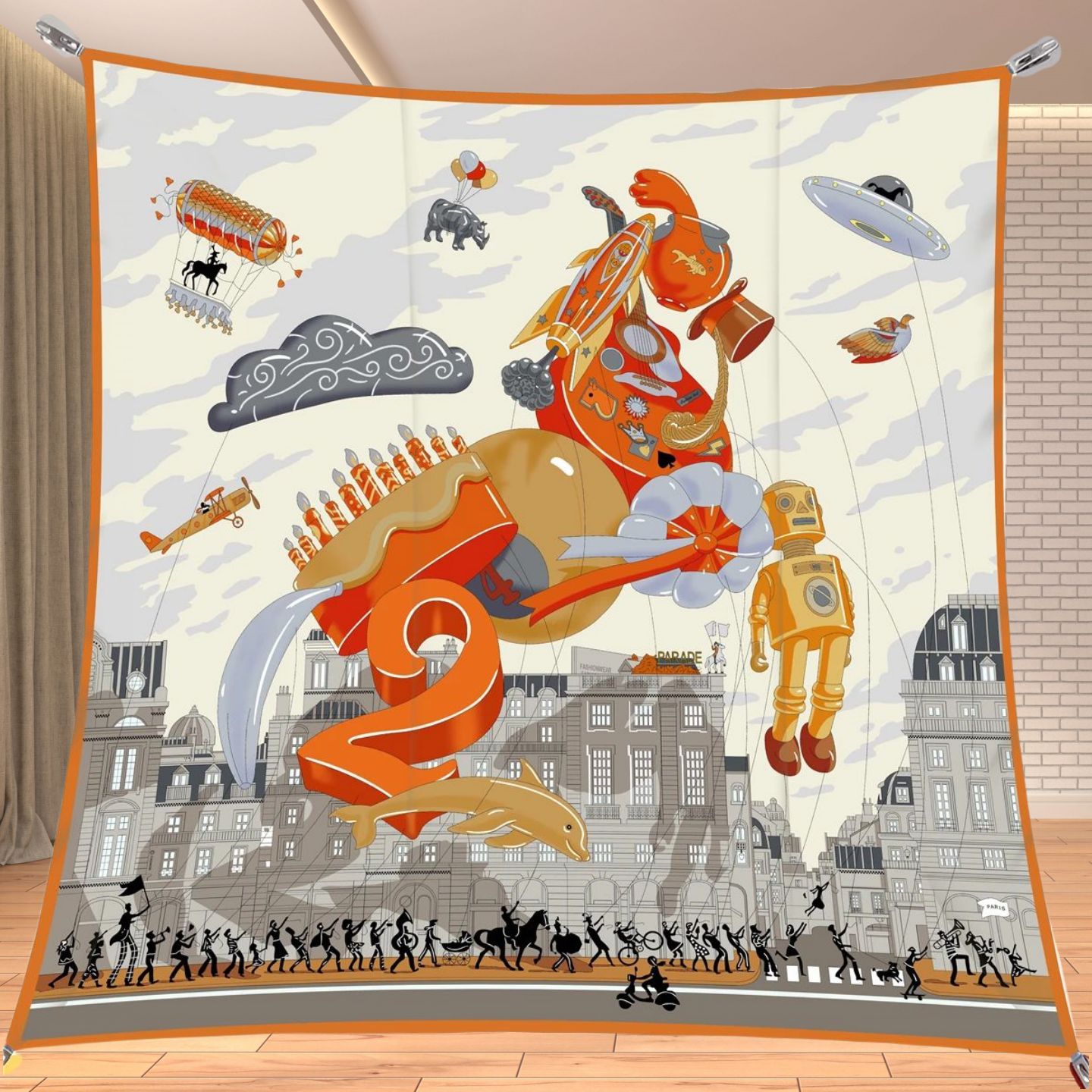Travel Accessories Aesthetic - 90cm Kwadratowa Apaszka z Jedwabiu Twill,