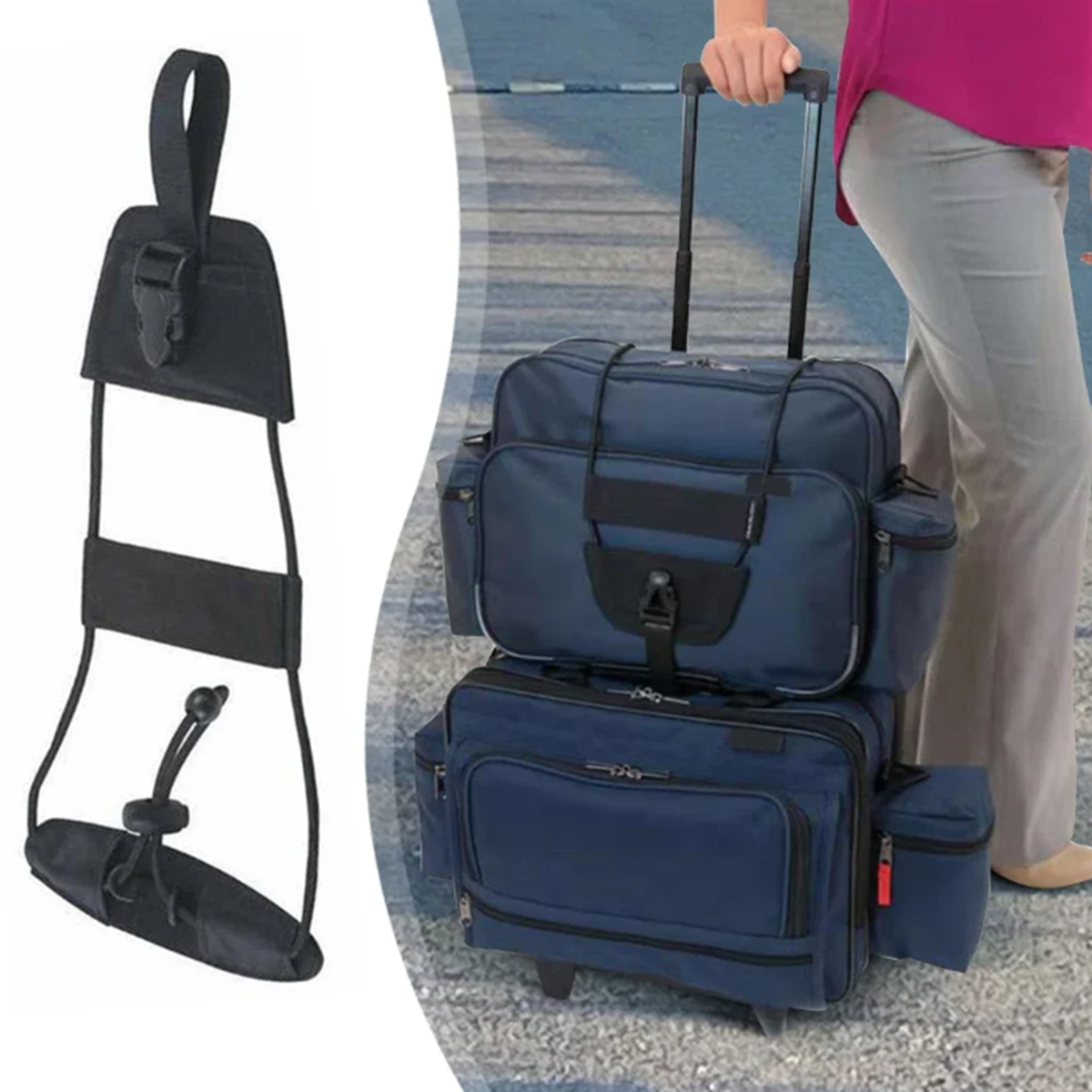 Travel Packing Cube - Pasek łączący bagaż podróżny, wytrzymały nylonowy