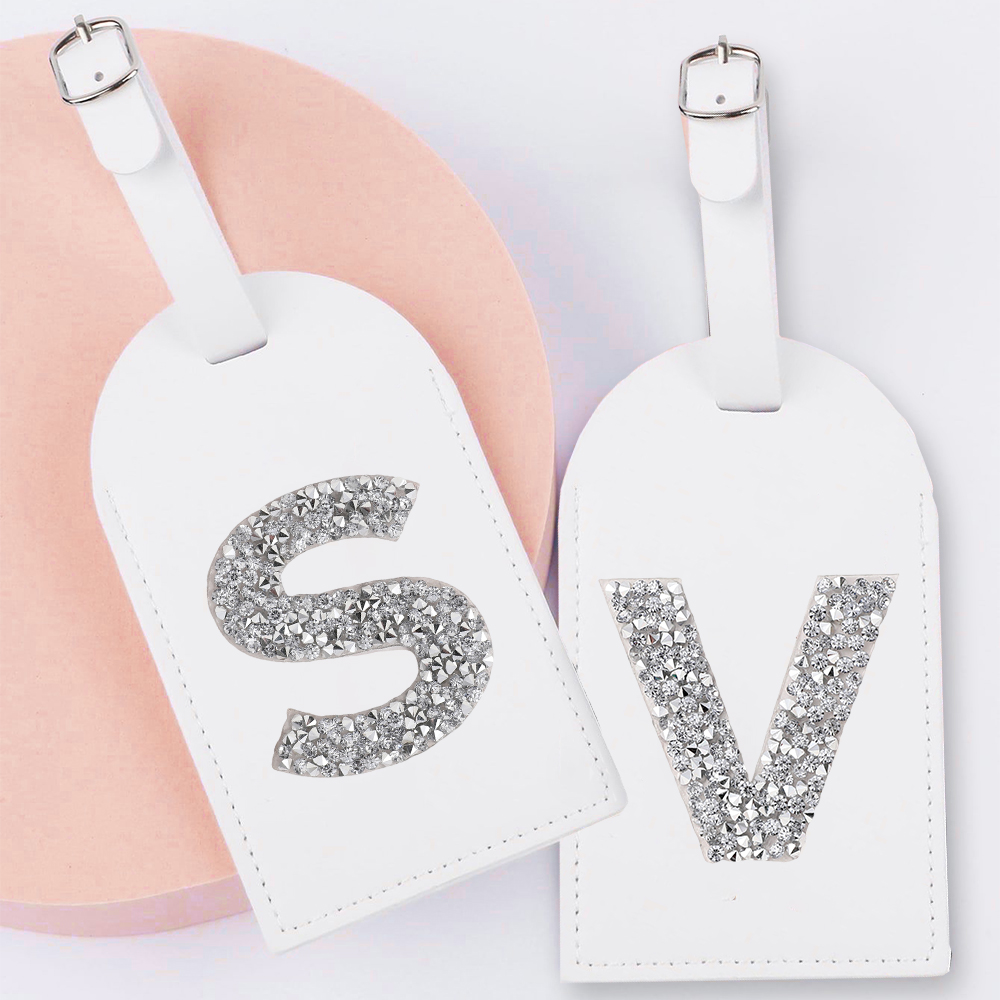 Travel Packing Cube - A-Z Monogram Rhinestone skórzana przywieszka do