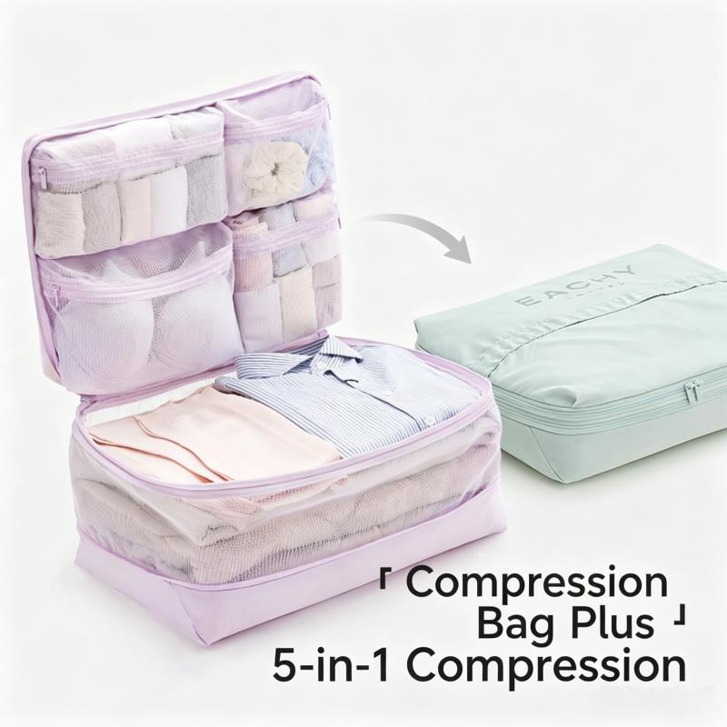 Travel Accessories Packing Cubes - Kompresyjne kostki do pakowania 5-w-1, organizer